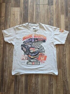 Hanes Heavyweight - Vintage Mark Martin Racing Tee - XL - Heather Gray
